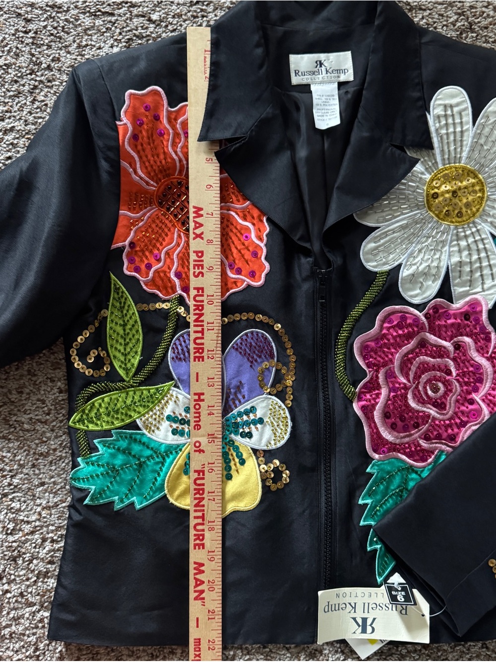 Russell Kemp Y2K Silk Jacket 6 NWT Beaded Floral Maximalist Art to Wear Vintage - Picture 14 of 16